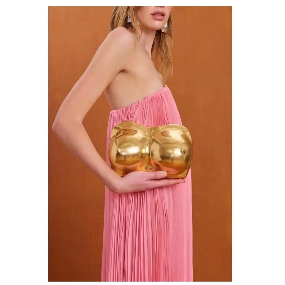 Stunning Cult Gaia Reina Clutch Handbag - NWT Brushed Brass - Picture 4 of 15